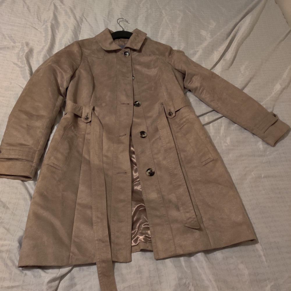 Beige coat with belt